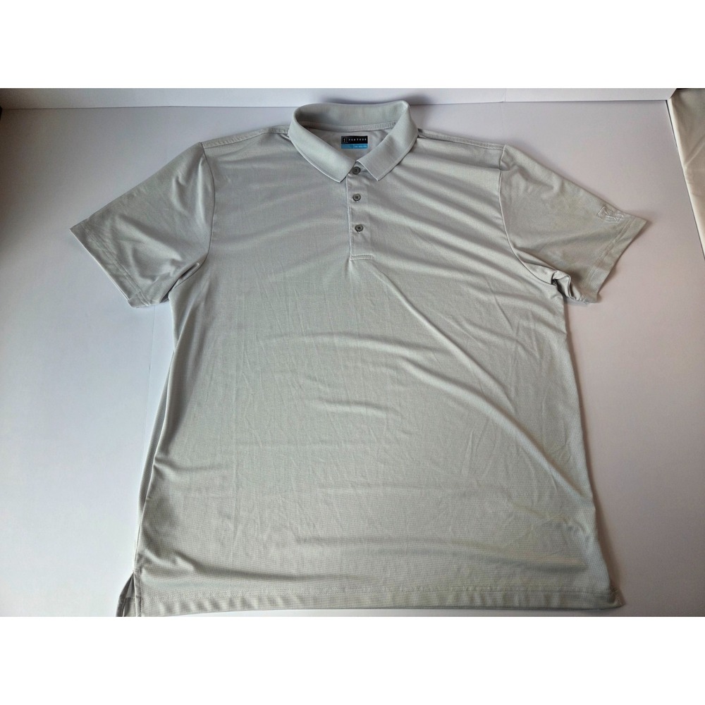 PGA Tour Shirt Mens 2 Extra Large Gray Spotted Golf Sports Performance Polka Dot